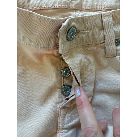 7 For All Mankind Stretch Denim Cuffed Shorts Light Pink 25 - Picture 6 of 6